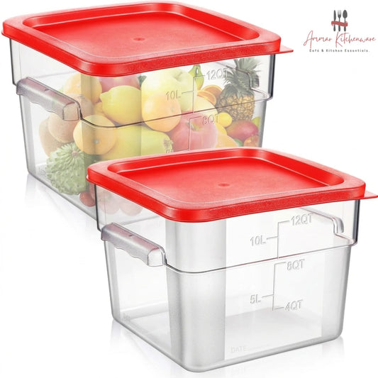 Square Food Storage Container With Red Airtight Lid - NSF Certified