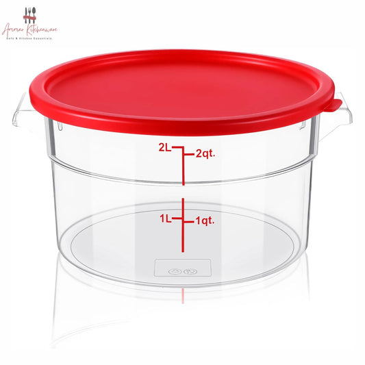 Round Food Storage Container with Red Lid - NSF Certified