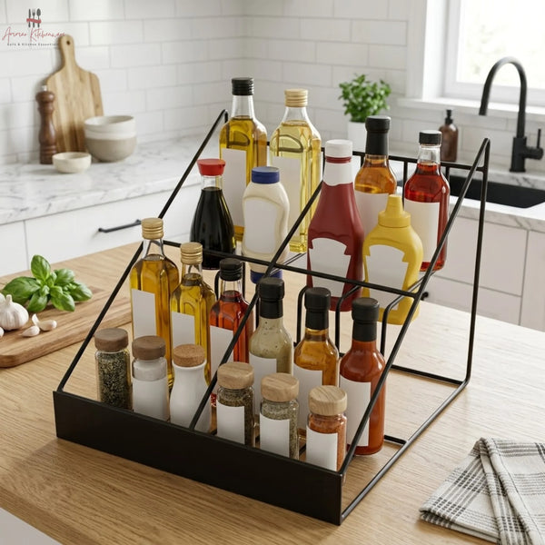 Dual Row 4 Tier Sauce Bottle Rack
