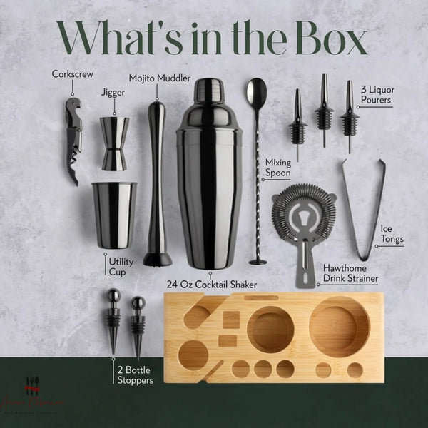 Stainless Steel Black Cocktail Shaker Set