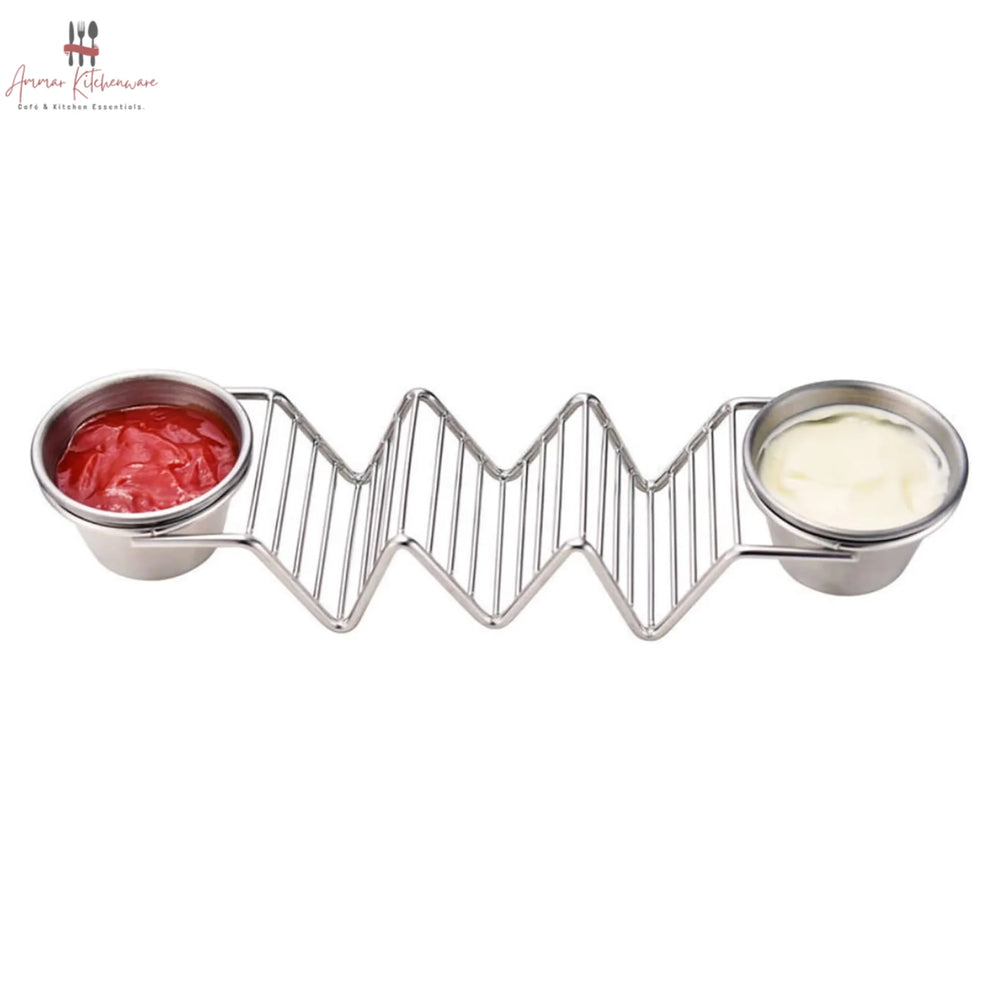 Stainless Steel Taco Stand With 2 Sauce Ramekins