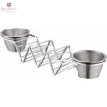 Stainless Steel Taco Stand With 2 Sauce Ramekins