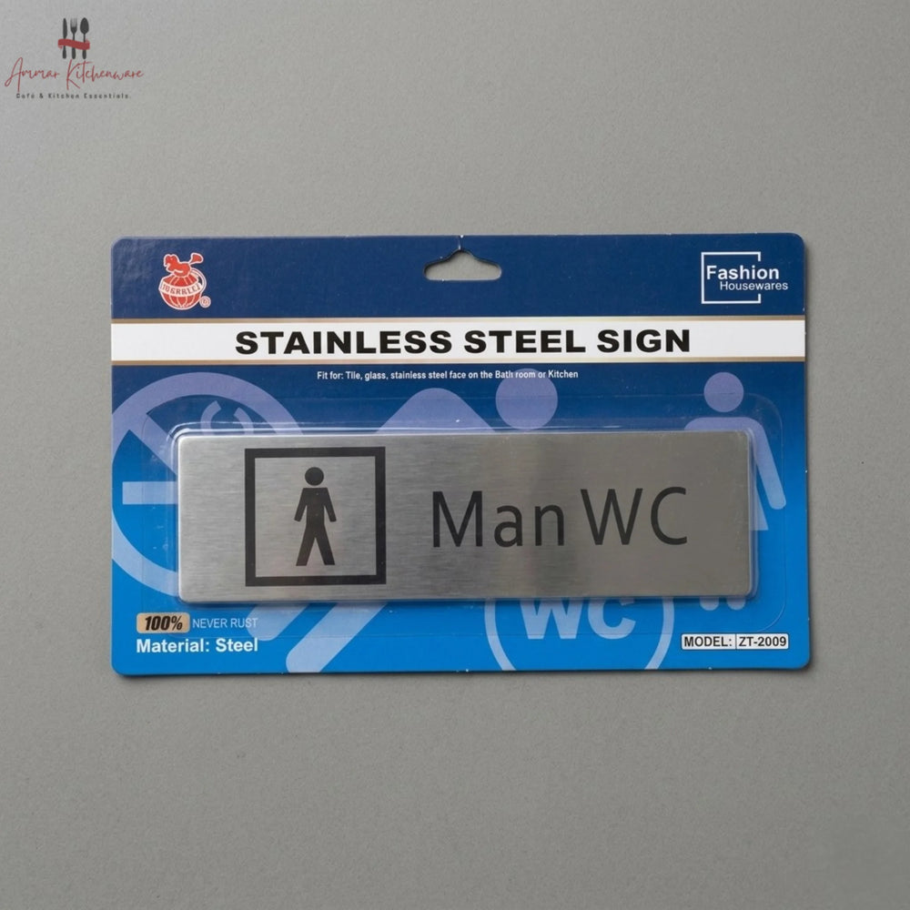 Stainless Steel Restroom Signage - Self Adhesive Washroom Sign