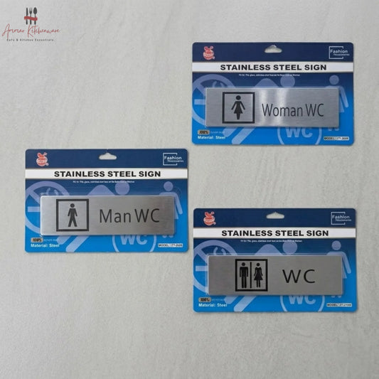 Stainless Steel Restroom Signage - Self Adhesive Washroom Sign